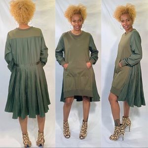 Pleated sweatshirt dress
